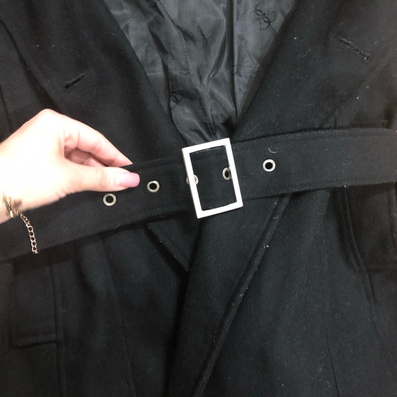 Guess wool belted black trench coat - Picture 7 of 9